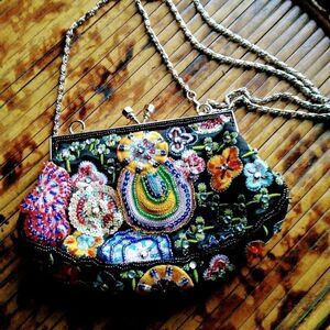 ziba embroidered & breaded purse